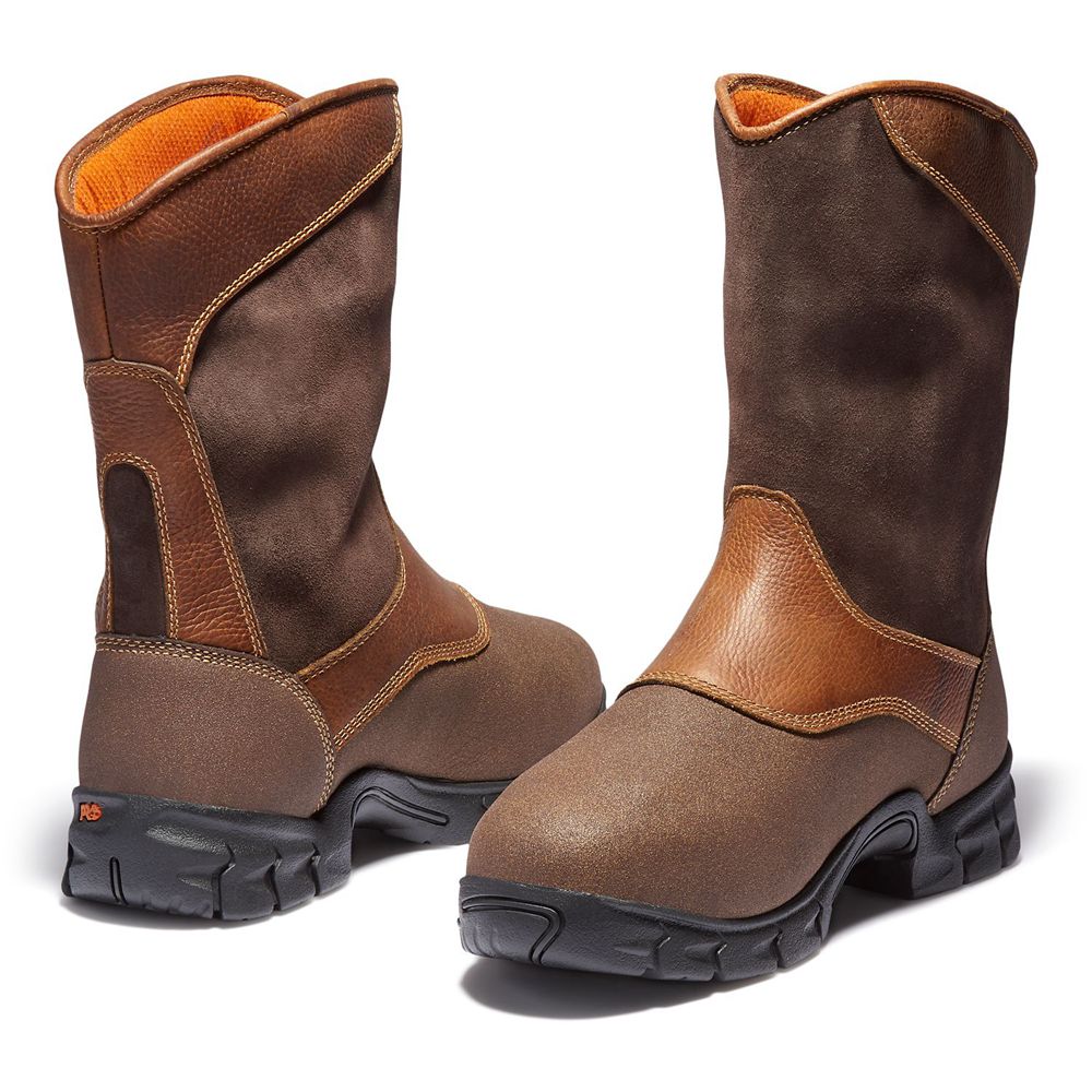 Timberland Mens Pro Boots Excave Wellington Met Guard Steel Toe - Brown - India LI4056291